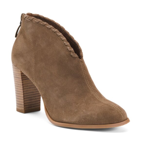 NEW LH Suede Booties With Leather Lining Taupe for women 264mn - Picture 2 of 7